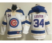 Chicago Cubs #34 Jon Lester White Sawyer Hooded Sweatshirt Baseball Hoodie