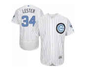Chicago Cubs #34 Jon Lester White(Blue Strip) Flexbase Authentic Collection 2016 Father's Day Stitched Baseball Jersey