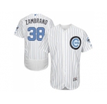 Chicago Cubs #38 Carlos Zambrano White(Blue Strip) Flexbase Authentic Collection 2016 Father's Day Stitched Baseball Jersey