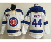 Chicago Cubs #44 Anthony Rizzo White Sawyer Hooded Sweatshirt Baseball Hoodie