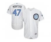Chicago Cubs #47 Miguel Montero White(Blue Strip) Flexbase Authentic Collection 2016 Father's Day Stitched Baseball Jersey