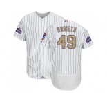 Chicago Cubs #49 Jake Arrieta White(Blue Strip) Flexbase Authentic 2017 Gold Program Stitched MLB Jersey