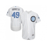 Chicago Cubs #49 Jake Arrieta White(Blue Strip) Flexbase Authentic Collection 2016 Father's Day Stitched Baseball Jersey