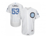 Chicago Cubs #53 Trevor Cahill White(Blue Strip) Flexbase Authentic Collection 2016 Father's Day Stitched Baseball Jersey