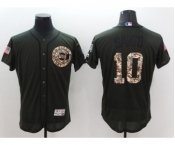 Men Chicago Cubs #10 Ron Santo Majestic Green Salute to Service Flexbase Authentic Collection Jersey