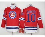 Men Chicago Cubs #10 Ron Santo Red Long Sleeve Stitched Baseball Jersey