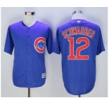 Men Chicago Cubs #12 Kyle Schwarber Majestic Blue Official Cool Base Player Jersey