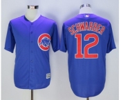 Men Chicago Cubs #12 Kyle Schwarber Majestic Blue Official Cool Base Player Jersey