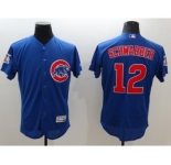 Men Chicago Cubs #12 Kyle Schwarber Majestic blue Flexbase Authentic Collection Player Jersey
