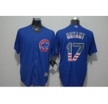Men Chicago Cubs #17 Kris Bryant Blue USA Flag Fashion Cool Base Jersey