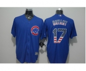 Men Chicago Cubs #17 Kris Bryant Blue USA Flag Fashion Cool Base Jersey