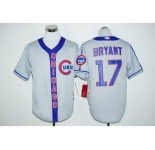 Men Chicago Cubs #17 Kris Bryant Gray Blue Stitched MLB Jersey