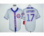 Men Chicago Cubs #17 Kris Bryant Gray Blue Stitched MLB Jersey