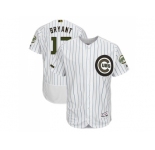 Men Chicago Cubs #17 Kris Bryant White(Blue Strip) Flexbase Authentic Collection 2018 Memorial Day Stitched MLB Jersey