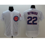 Men Chicago Cubs #22 Jason Heyward Majestic white stripe Flexbase Authentic Collection Player Jersey
