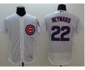 Men Chicago Cubs #22 Jason Heyward Majestic white stripe Flexbase Authentic Collection Player Jersey