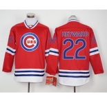Men Chicago Cubs #22 Jason Heyward Red Long Sleeve Stitched Baseball Jersey