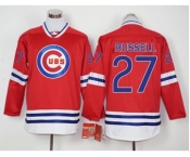 Men Chicago Cubs #27 Addison Russell Red Long Sleeve Stitched Baseball Jersey
