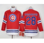 Men Chicago Cubs #28 Kyle Hendricks Red Long Sleeve Stitched Baseball Jersey