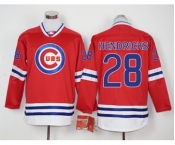 Men Chicago Cubs #28 Kyle Hendricks Red Long Sleeve Stitched Baseball Jersey