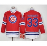 Men Chicago Cubs #33 Richard Red Long Sleeve Stitched Baseball Jersey