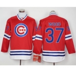 Men Chicago Cubs #37 Travis Wood Red Long Sleeve Stitched Baseball Jersey