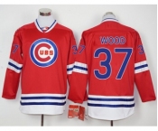 Men Chicago Cubs #37 Travis Wood Red Long Sleeve Stitched Baseball Jersey