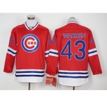 Men Chicago Cubs #43 Warren Red Long Sleeve Stitched Baseball Jersey