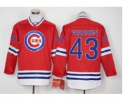 Men Chicago Cubs #43 Warren Red Long Sleeve Stitched Baseball Jersey
