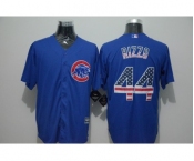 Men Chicago Cubs #44 Anthony Rizzo Blue USA Flag Fashion Cool Base Jersey