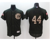 Men Chicago Cubs #44 Anthony Rizzo Majestic Green Salute to Service Flexbase Authentic Collection Jersey