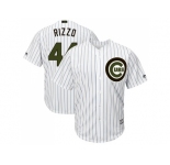 Men Chicago Cubs #44 Anthony Rizzo White(Blue Strip) New Cool Base 2018 Memorial Day Stitched MLB Jersey