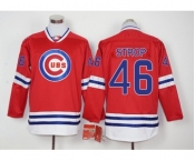 Men Chicago Cubs #46 Pedro Strop Red Long Sleeve Stitched Baseball Jersey