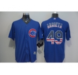 Men Chicago Cubs #49 Jake Arrieta Blue USA Flag Fashion Cool Base Jersey