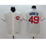 Men Chicago Cubs #49 Jake Arrieta Majestic Cream Flexbase Authentic Collection Player Jersey
