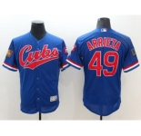 Men Chicago Cubs #49 Jake Arrieta Majestic blue Flexbase Authentic Collection Throwback Player Jersey