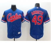 Men Chicago Cubs #49 Jake Arrieta Majestic blue Flexbase Authentic Collection Throwback Player Jersey