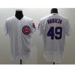 Men Chicago Cubs #49 Jake Arrieta Majestic white stripe Flexbase Authentic Collection Player Jersey