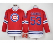 Men Chicago Cubs #53 Trevor Cahill Red Long Sleeve Stitched Baseball Jersey