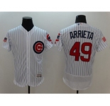 Men's Chicago Cubs #49 Jake Arrieta Majestic White Fashion Stars & Stripes Cool Base Player Jersey