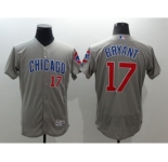 Men's Chicago Cubs Kris #17 Bryant Majestic Gray Flexbase Authentic Collection Player Jersey