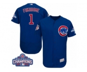 Men's Majestic Chicago Cubs #1 Kosuke Fukudome Royal Blue 2016 World Series Champions Flexbase Authentic Collection MLB Jersey