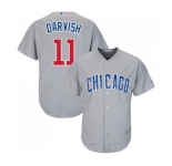 Men's Majestic Chicago Cubs #11 Yu Darvish Replica Grey Road Cool Base MLB Jersey