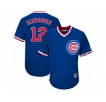 Men's Majestic Chicago Cubs #12 Kyle Schwarber Royal Blue Flexbase Authentic Collection Cooperstown MLB Jersey