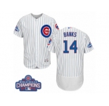 Men's Majestic Chicago Cubs #14 Ernie Banks White 2016 World Series Champions Flexbase Authentic Collection MLB Jersey