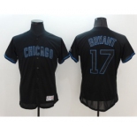 Men's Majestic Chicago Cubs #17 Kris Bryant Lights Out Black Flexbase Authentic Collection MLB Jersey