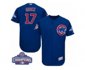 Men's Majestic Chicago Cubs #17 Mark Grace Royal Blue 2016 World Series Champions Flexbase Authentic Collection MLB Jersey