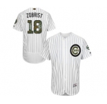 Men's Majestic Chicago Cubs #18 Ben Zobrist Authentic White 2016 Memorial Day Fashion Flex Base MLB Jersey