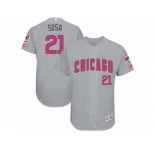 Men's Majestic Chicago Cubs #21 Sammy Sosa Grey Mother's Day Flexbase Authentic Collection MLB Jersey