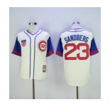 Men's Majestic Chicago Cubs #23 Ryne Sandberg Authentic Cream Blue 1942 Turn Back The Clock MLB Jersey